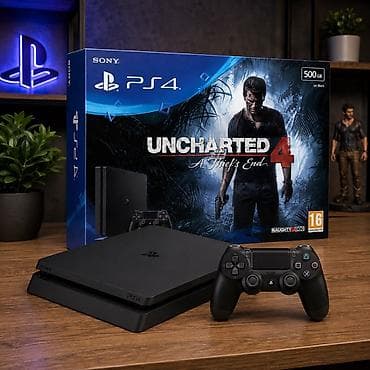 ps4 konsole: Sony PlayStation 4 Slim “Uncharted 4: A Thief’s End” bundle üzərində — 2