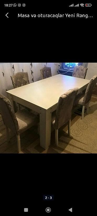 Qonaq otağı üçün, Açılan, Dördbucaq masa, 6 stul — 9