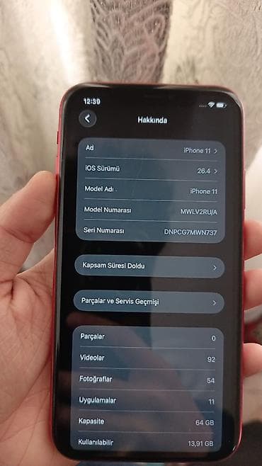 telefon redmi not 9: IPhone 11, 64 GB, Qırmızı, Simsiz şarj, Face ID — 5