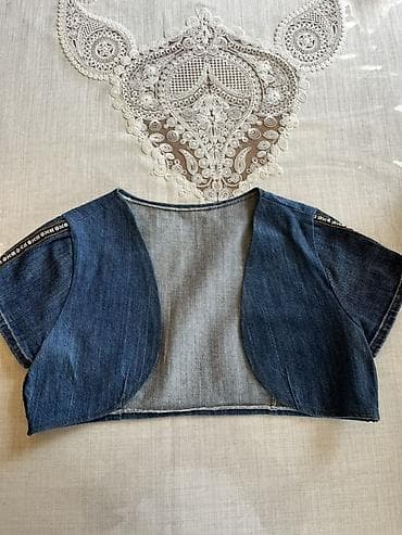 Cins bolero/jilet – qısa model - Material: orta qalınlıqda tünd-mavi