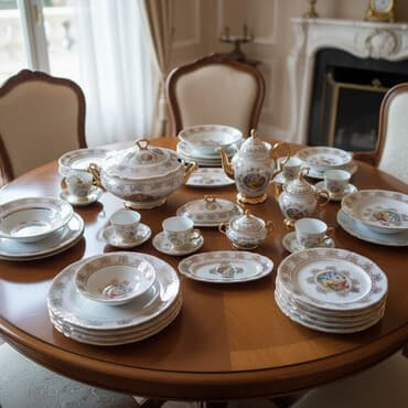 qədim samovar satisi: Nahar dəsti, rəng - Ağ, Farfor — 1