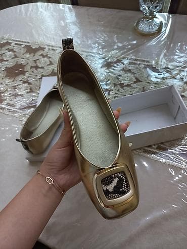 baletka: Qızılı rəngdə qadın ballerina ayaqqabısı (Son qiymetdir) - Model — 3