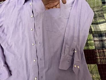 cinsi: Bənövşəyi rəngdə klassik kişi köynəyi - Model: uzunqol, düyməli ön — 3