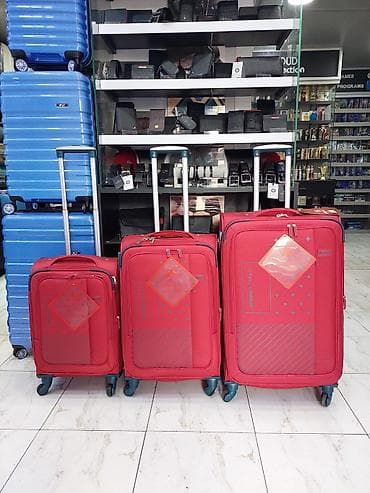 dart: Qırmızı 3-lü tekstil səyahət çamadan dəsti - Ölçülər: kiçik, orta və — 1