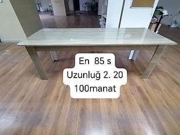 2 divan: Uzun, dayanıqlı masa - Ölçülər: uzunluq 2.20 m, en 85 sm - Material — 1