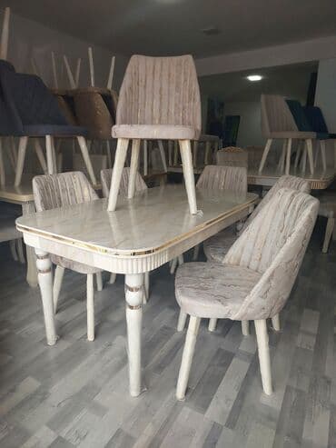 стол стул для зала: Qonaq otağı üçün, Yeni, Açılan, Dördbucaq masa, 6 stul — 1