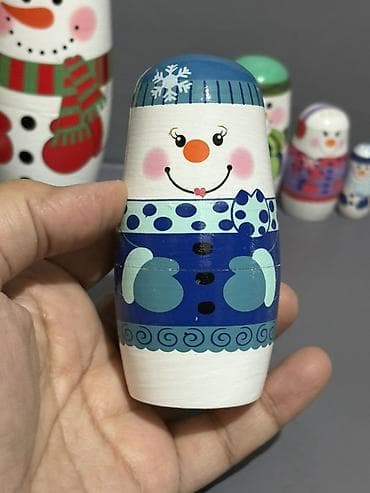 qar adamı şəkilləri: Məhsul: Qardan adam temalı taxta matryoşka dəsti Təsvir: - 5 ədəd — 4