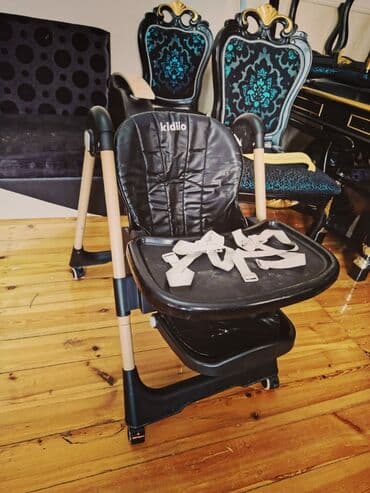 столик для автокресла: Uşaq yemək stulu – Kidilo - Rəng: qara oturacaq və masa, bej rəngdə — 3