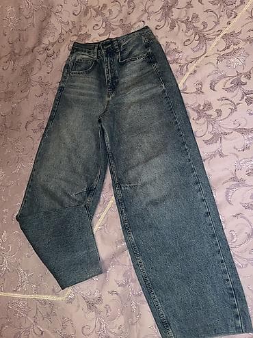 cins qadın ayaqqabıları: Maule Jean – mavi rəngli, toka detallı, geniş paça baggy qadın cinsi — 4