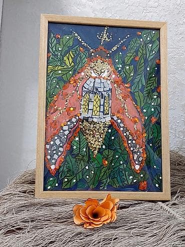 Mozaika üslubunda əl işi tablo Insta: @art_form.design - Mövzu: Yarpaq