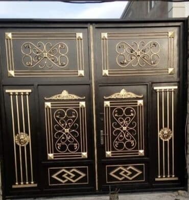 жер тошок: Железо Дворовые ворота, Распашные, 3 м, Механические, С дверью, цвет - Голубой, Нет кредита, Платная установка, Платная доставка — 56