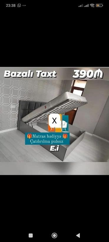 taxt satilir: Bazalı taxt – 390₼ - Modern dizaynlı, yumşaq başlıqla - Qalxan — 1