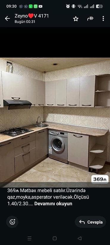 369₼ Mətbəx mebeli satılır.Üzərində qaz,moyka,asperator lalafo.az -da 369₼ Mətbəx mebeli satılır.Üzərində qaz,moyka,asperator