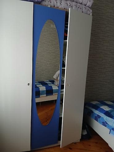 3 qapılı, Güzgülü, Rəngli, Digər material, Açılan, Düz dolab