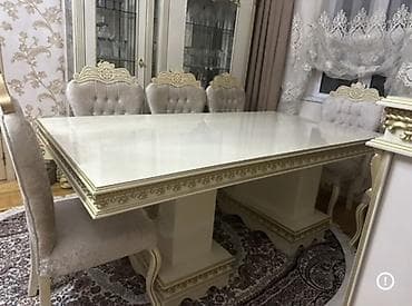 barnı stul: Klassik üslubda dəst mebellər Yemək otağı: - Ağ-krem rəngli, qızılı — 2