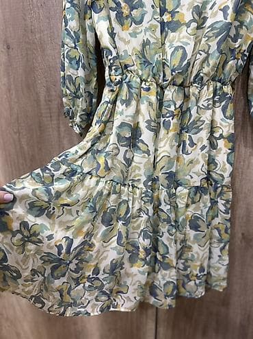 ayaqq: S ölçü çiçək naxışlı don - Rənglər: ağ fon üzərində mavi, yaşıl və — 3