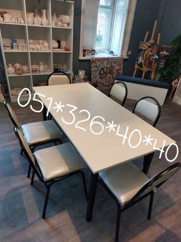 kreditlə masa dəsdi: Qonaq otağı üçün, Yeni, Dördbucaq masa, 4 stul — 9