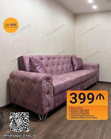Müasir dizaynlı divan - Ölçü: 250 sm - Mexanizm: Açılan, bazalı