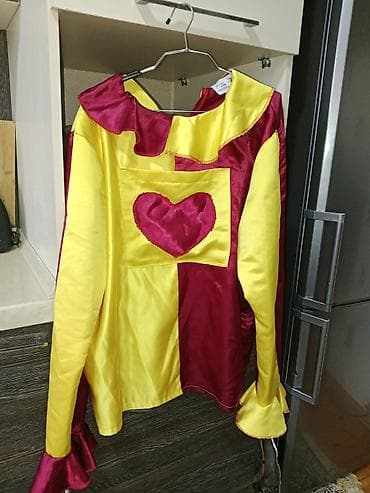 Klovn kostyumu dəsti - Parlaq atlas materialdan ikirəngli (sarı və