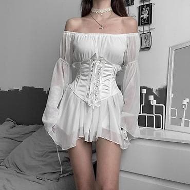 Ağ Korsetli Şifon Don Ölçü səhvi olduğu üçün Təcili satılır! ideal