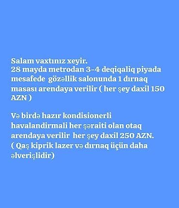 Dırnaq ustası tələb olunur, Yerin icarəsi