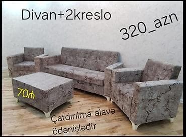 Yeni, Divan, 2 kreslo, Bazalı, Açılan