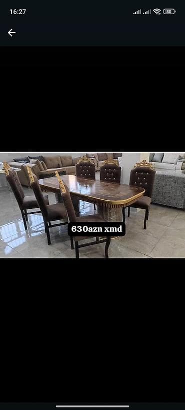 Qonaq otağı üçün, Yeni, Açılmayan, Oval masa, 6 stul — 1