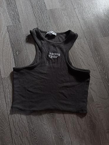 idman şort: Qadın üst geyimləri seti - Ağ qısaqat T-shirt: Rezinli, incə zolaqlı — 4