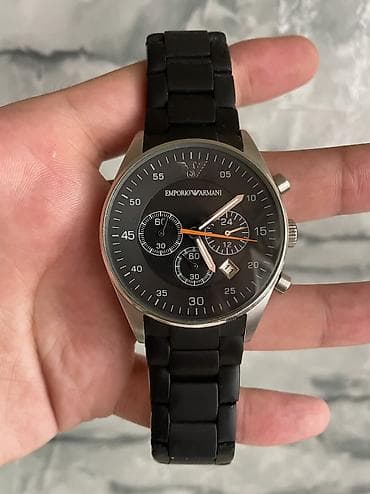euro wolf utu: İşlənmiş, Qol saatı, Emporio Armani, rəng - Qara — 1