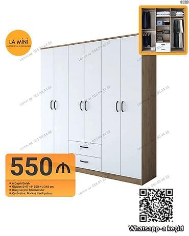 divar refi: 6 qapılı dolab - Ölçülər: dərinlik 47 sm × hündürlük 200 sm × uzunluq — 1