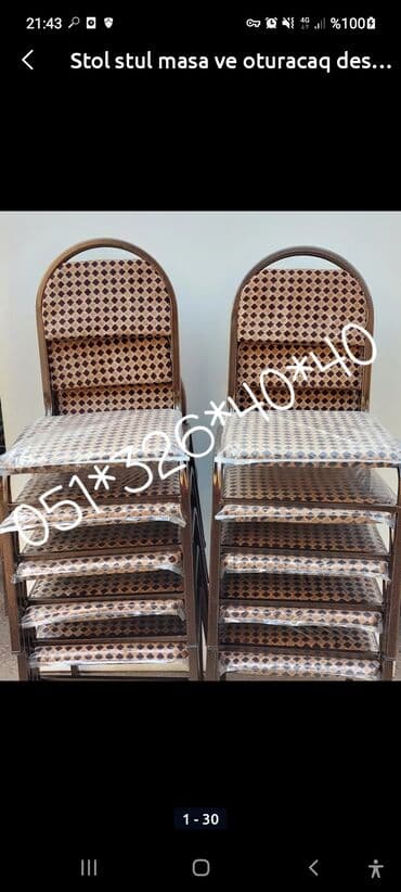 Masa və oturacaq dəstləri: Qonaq otağı üçün, Yeni, Dördbucaq masa, 4 stul — 14