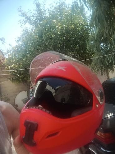 moto aranda: Tam üz qoruyucu motosiklet kaskı – qırmızı rəng - Full-face model — 3