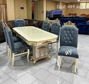 Masa desti 489 AZN 🔹 MDF masa olcu 93×2 🔹 6 ədəd stul 🔹 Rəng seçimi — 2