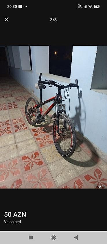 wolf bicycle: Velosiped – dağ/şəhər tipli, 26” təkərlər - Çərçivə: qara/qırmızı — 2