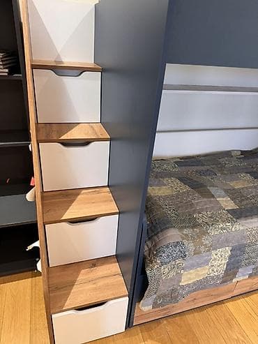 Uşaq mebeli: Oğlan və qız üçün, Çarpayı, Matras ilə, Siyirməli, MDF — 2