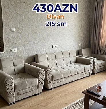 Divan – 215 sm - Rəng: açıq boz - Ölçü: 215 sm uzunluq - Model