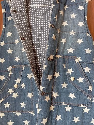 Üst geyimləri: Ulduz naxışlı kapüşonlu jeans jilet 38 40 razmer,cox seliqelidir - — 3