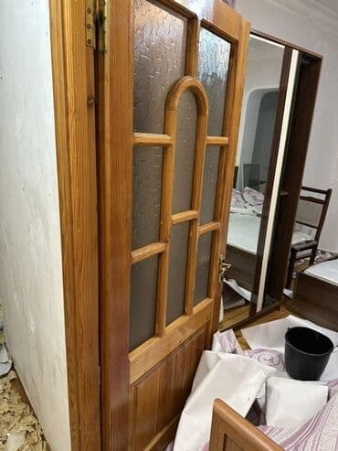 qapi modelleri: Taxta otaq qapıları – komplekt - Material: təbii ağac (şam/qoz rəngli — 4