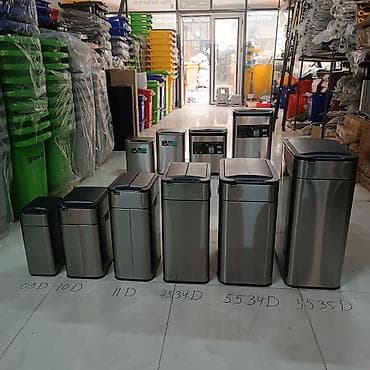 Tullantı qabları: Sensorli zibil qutuları – paslanmayan polad gövdə, toxunmadan — 2