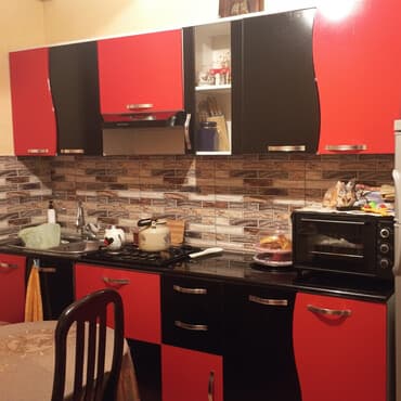 şef qapilar: Mətbəx mebeli dəsti - Üst və alt modullar: qırmızı-qara rəng — 1