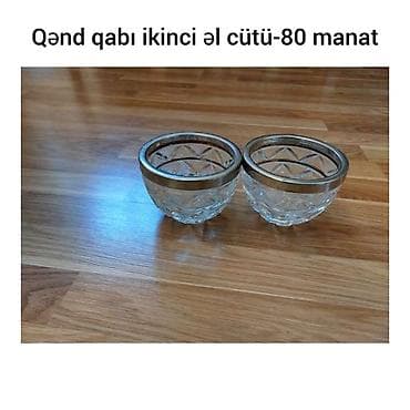sufre: Qənd qabı dəsti – 2 ədəd - Material: kəsimli şüşə kasa - Haşiyə — 1