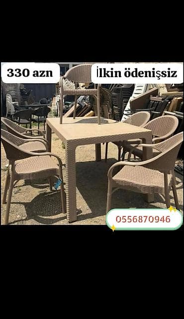 termolar: Yeni, Dördbucaq masa, 6 stul, Qatlanan, Stullar ilə, Həsir toxunuşlu, Türkiyə — 4