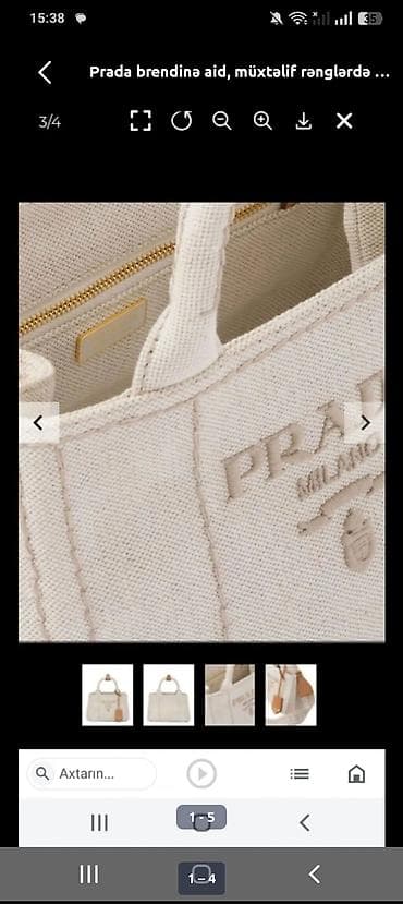 Prada Canapa çantası – zərif bej rəng - Material: möhkəm kanvas/parça