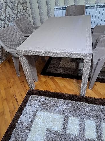 Masalar: Balkon üçün, Yeni, Açılmayan, Dördbucaq masa, 6 stul — 1