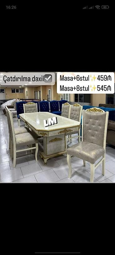 stuldan: Qonaq otağı üçün, Yeni, Dördbucaq masa, 6 stul — 1