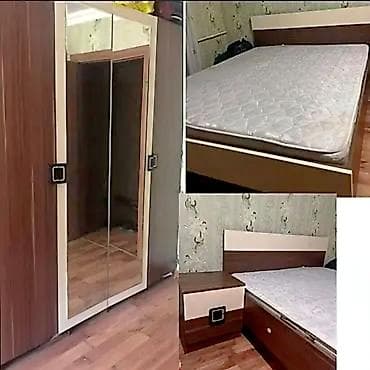 dolab gence: Yataq dəsti Satılır 350₼ Dəstə daxildi taxt, dolab, 2 tumba Matras — 1