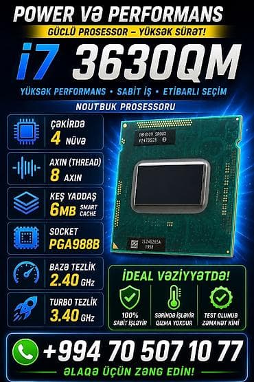 Prosessorlar: I7-3630QM Noutbukun sürətini artırmaq istəyənlər üçün əla seçimdir — 1