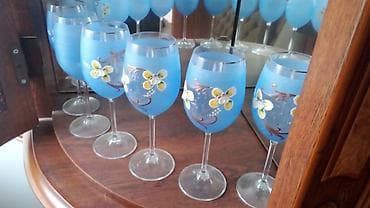 qab qacax: Qədəhlər, rəng - Mavi, Şüşə, 6 ədədli dəst — 1