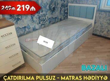 divan çarpayı: Yeni, Təknəfərlik çarpayı, Bazalı, Matras ilə, Siyirməsiz, Azərbaycan — 4