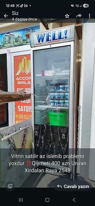 vitri: Vitrin tipli soyuducu satılır. - Şüşə qapılı, dik model - Reklam — 1